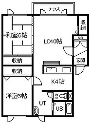 エスティ・パレス神居 2LDKの間取図画像