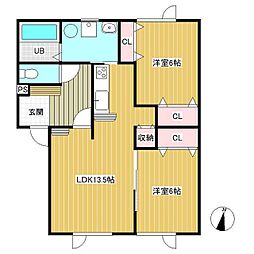 カサベルテ2 2LDKの間取図画像