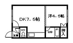 ヴィプレ2条B 1DKの間取図画像