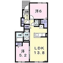 プルメリア6 2LDKの間取図画像