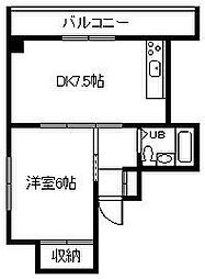 レジデンス5条 1DKの間取図画像
