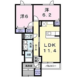 カーサウイスタリア 2LDKの間取図画像