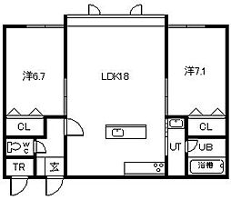 ロピュール 2LDKの間取図画像