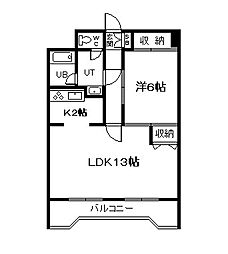 ダイアナ常盤ヒルズ 1LDKの間取図画像