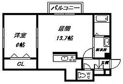 ツインクル2-1 1LDKの間取図画像