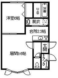ファミリーテイズA 1LDKの間取図画像