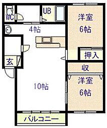 ワックスウイング宮下24A 2LDKの間取図画像