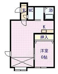 シンフォニー宮下B 1LDKの間取図画像