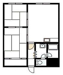 オクヤマハイツ 2LDKの間取図画像