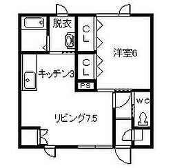 リッチハウス2 1LDKの間取図画像