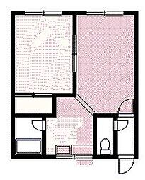 第2大橋マンション 1LDKの間取図画像