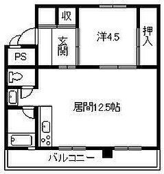 ビレッジハウス留萌1 1LDKの間取図画像