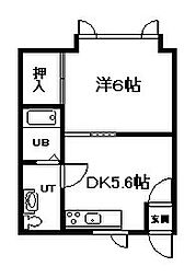 ヒルズ-A 1DKの間取図画像