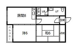 エステート宮下26C 2DKの間取図画像