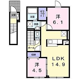 メゾンラフィネ1 2LDKの間取図画像