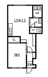 カームリーメムA 1LDKの間取図画像