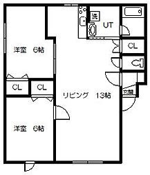 ルミエール3 2LDKの間取図画像