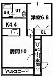 アルグレース北彩都 1LDKの間取図画像