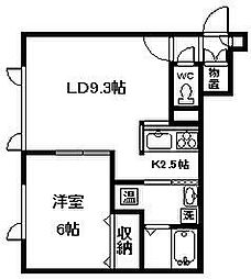 グランビア8-W4 1LDKの間取図画像