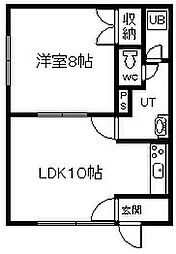 アップルハウス 1DKの間取図画像