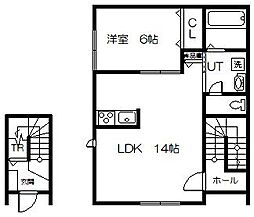 E・アザラシ 1LDKの間取図画像