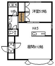 ティアラ1 1LDKの間取図画像