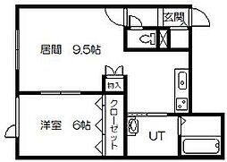 ツインクル新町 1LDKの間取図画像