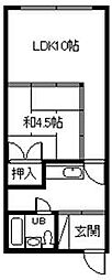 東ハイツ8・8 1DKの間取図画像