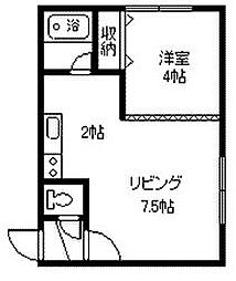 第2フラワーハイツ 1DKの間取図画像