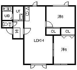 ナナカマド2 2LDKの間取図画像