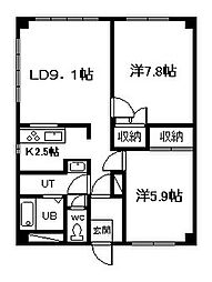 プラネックス・ヴィラ・A 2LDKの間取図画像