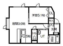 ツタンカーメン 1LDKの間取図画像