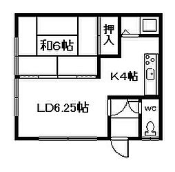 エコーハイツ 1LDKの間取図画像