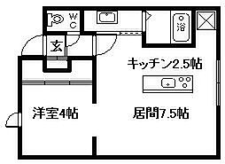花々館 1DKの間取図画像