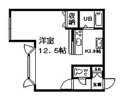ルート医大前C 1Kの間取図画像
