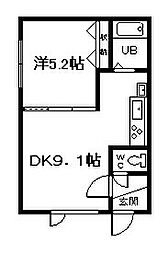 ツインクル西御料A 1DKの間取図画像