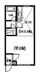 第5リバーハイツ藤 1DKの間取図画像
