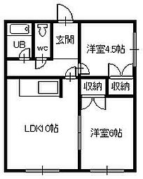 神楽岡12・4 2LDKの間取図画像