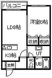 シャンノール医大前 1LDKの間取図画像