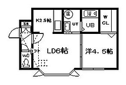 ルピナス24B 1LDKの間取図画像