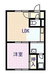 ジュネス7・3 1DKの間取図画像