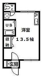 WestRiver1.4 ワンルームの間取図画像