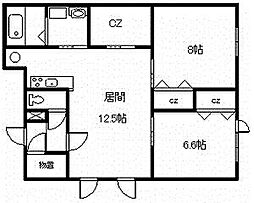 アサヒマチさくらんぼ 2LDKの間取図画像