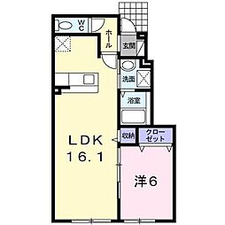 ブルーバード 1LDKの間取図画像