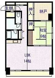 第一レジデンス太陽の郷 1LDKの間取図画像