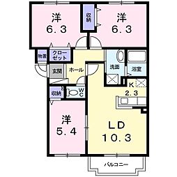 アバンフォンテーヌA 3LDKの間取図画像