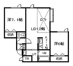 ソレイユ南 2LDKの間取図画像