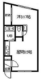 ホワイトハイムB 1DKの間取図画像