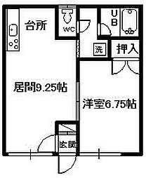 コーポ川岡 1DKの間取図画像