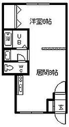オリス大樹 1DKの間取図画像